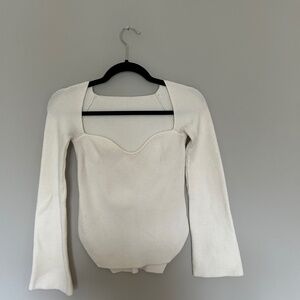 White Sweetheart Long Sleeve Top